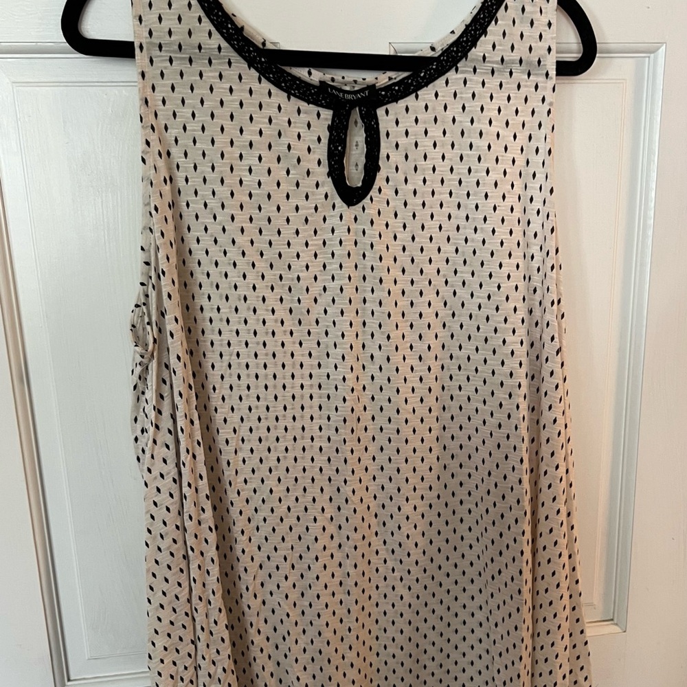Lane Bryant Black and Cream Polka Dot Blouse